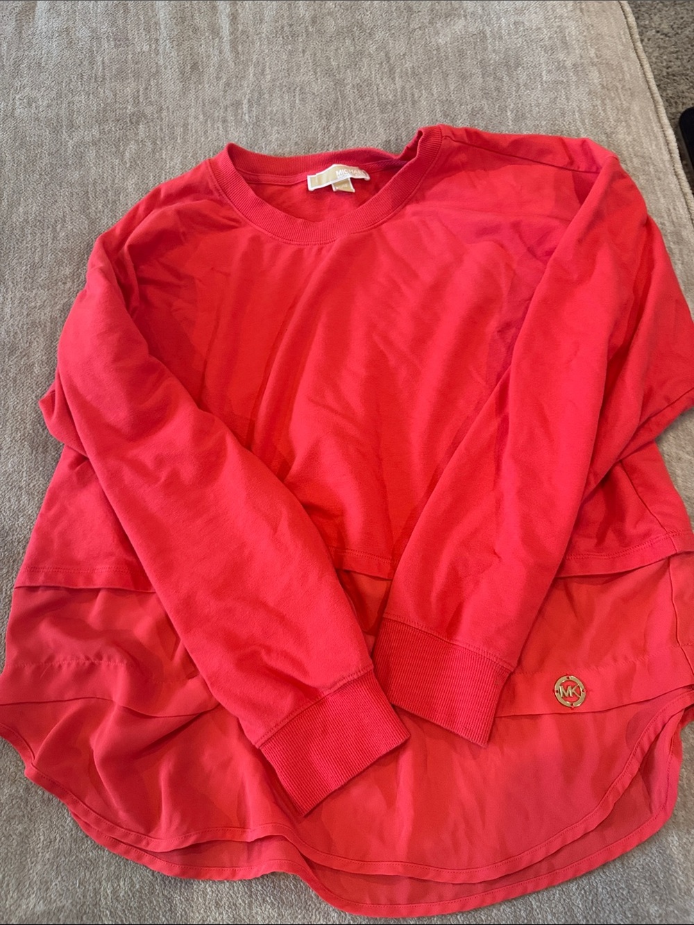 Michael Kors Coral-Red Layered Pullover Sweatshirt